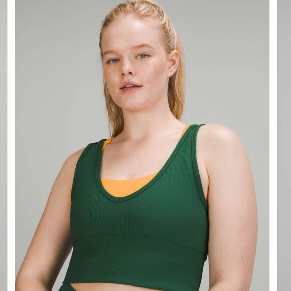 Lululemon Power Pivot tank top in everglade green ribbed size 10 - Picture 4 of 11